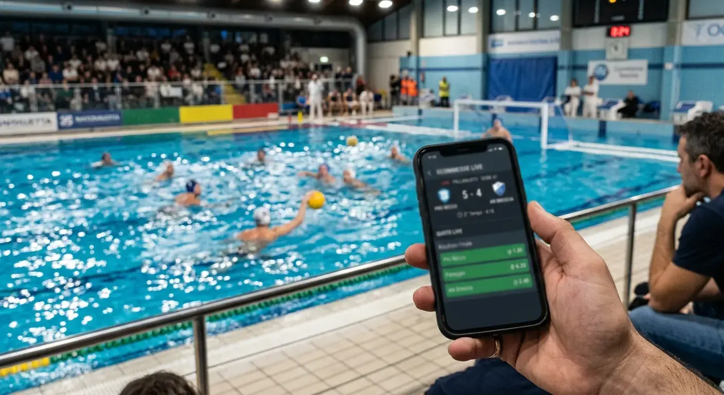 App di scommesse che mostra una quota live di una partita di pallanuoto