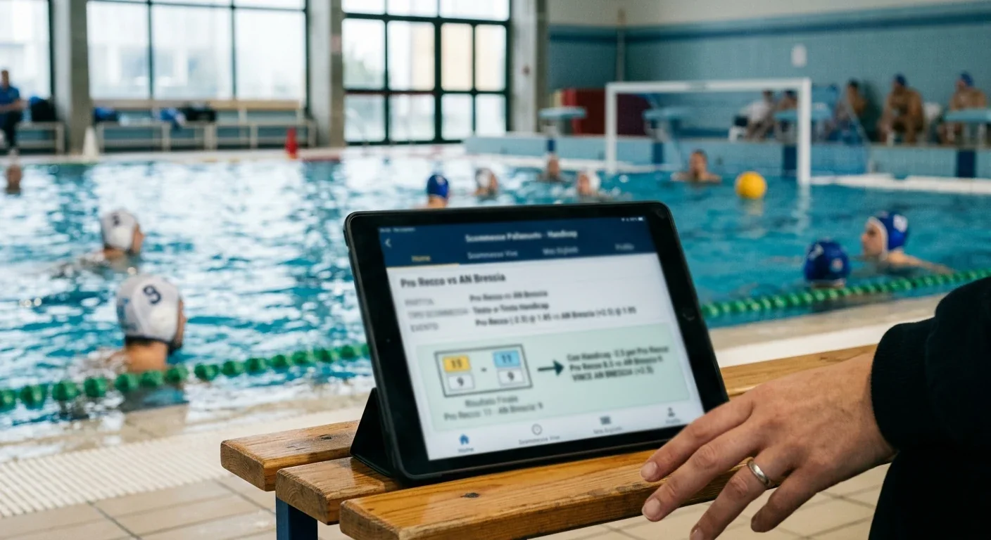 Schema visivo del funzionamento di una scommessa handicap nella pallanuoto