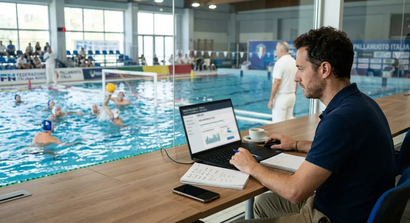 Analista che costruisce la linea Under Over di una partita di pallanuoto