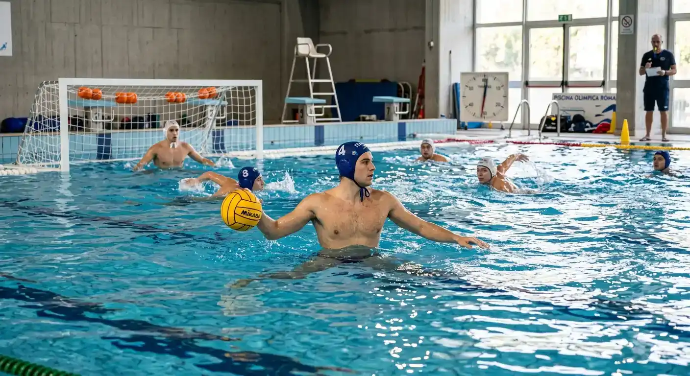 Squadra di pallanuoto in allenamento valutata per la forma recente