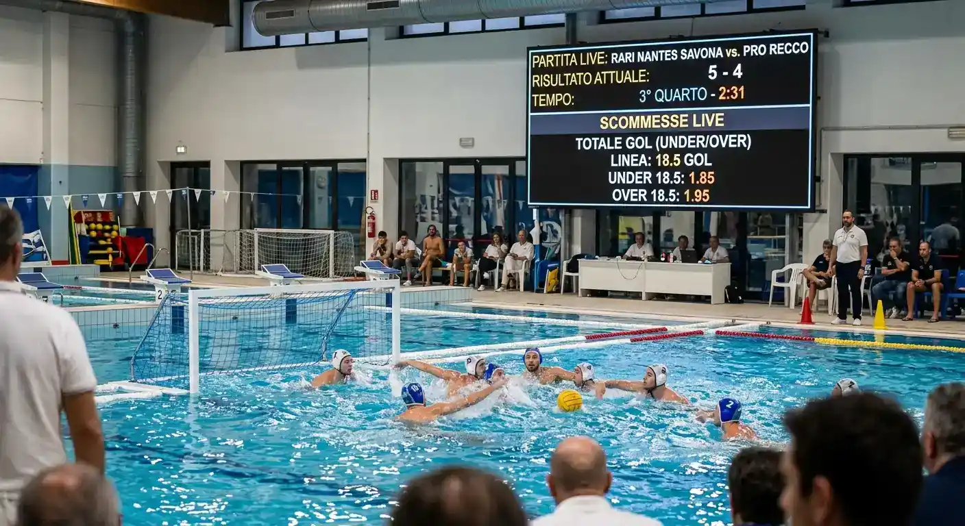 Tabellone con la linea del totale gol di una partita di pallanuoto