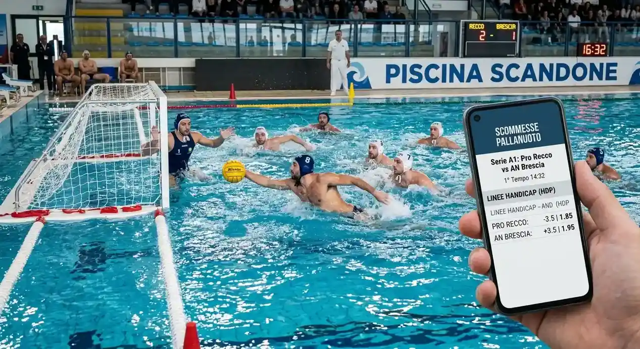 Esempio di linee handicap tipiche su una partita di pallanuoto
