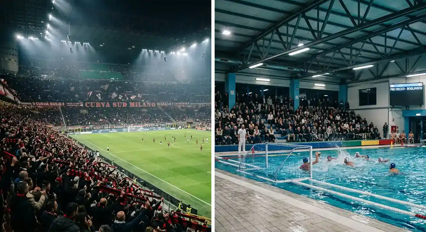 Confronto visivo tra la quota di mercato del calcio e quella degli sport di nicchia