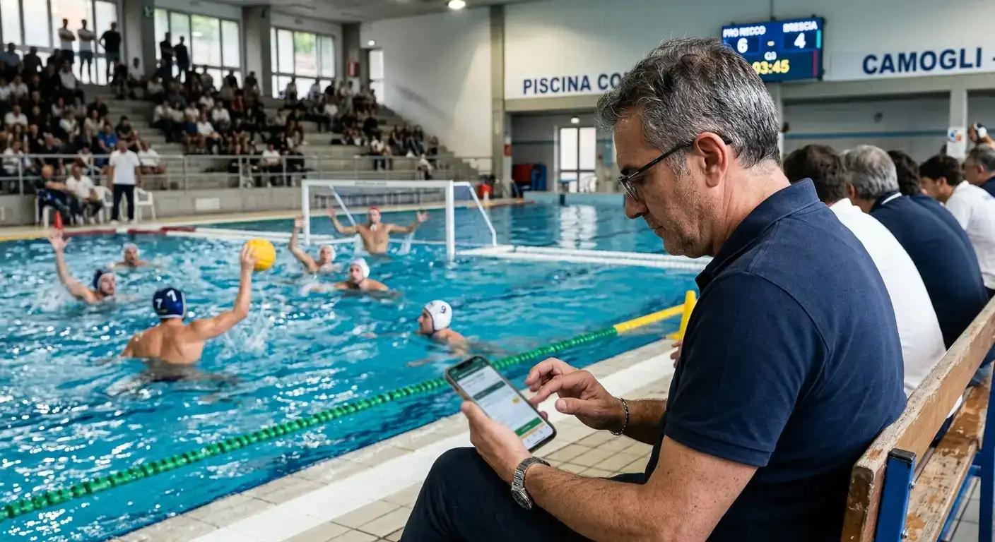 Scommettitore che valuta una giocata sulla corazzata di pallanuoto