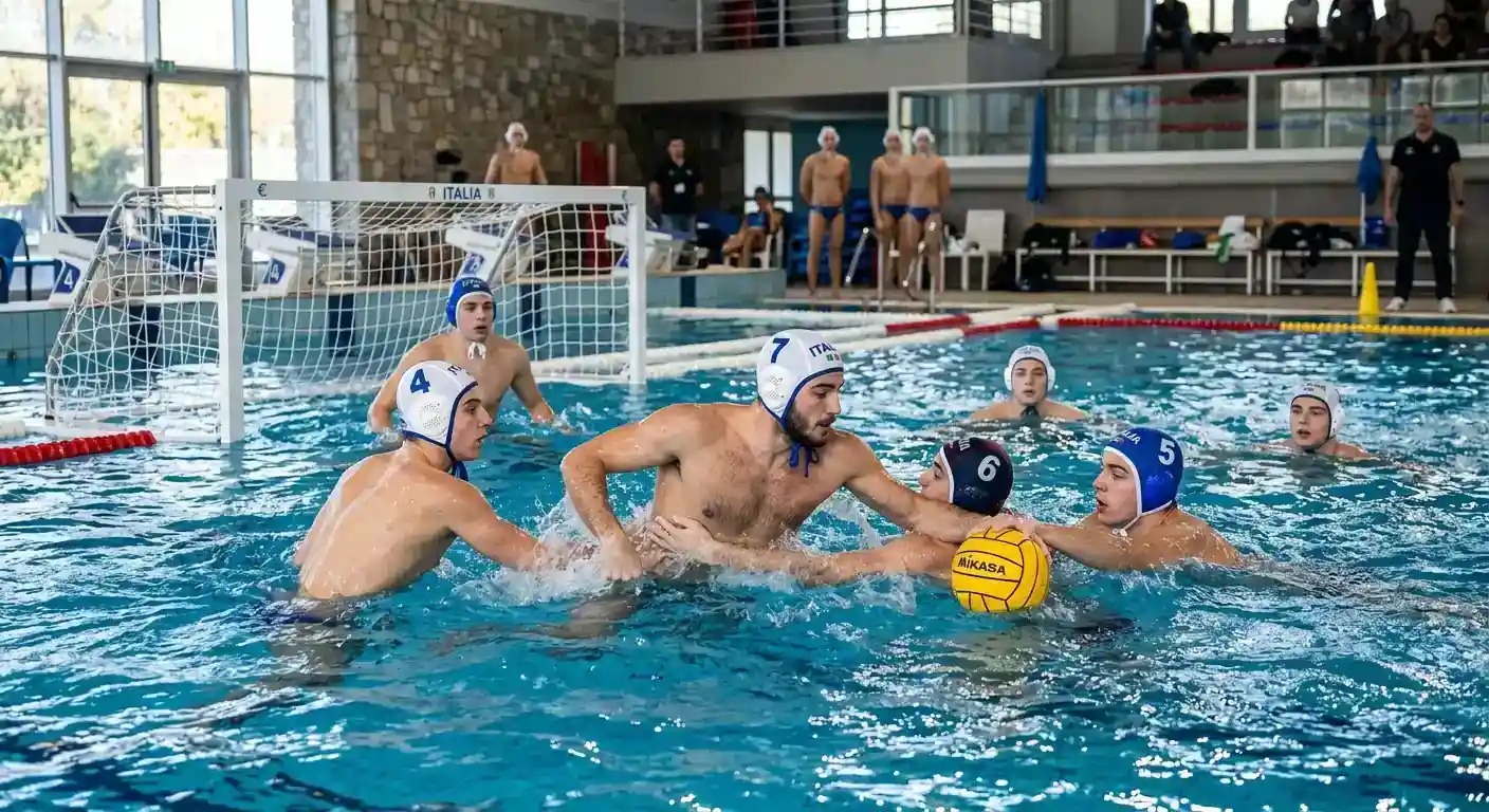 Giovani azzurri della Nazionale di pallanuoto in una fase di rinnovamento